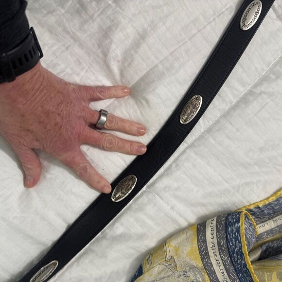 Brighton Black Leather Concho Belt Silver-Tone Western Buckle X5003 main image 4